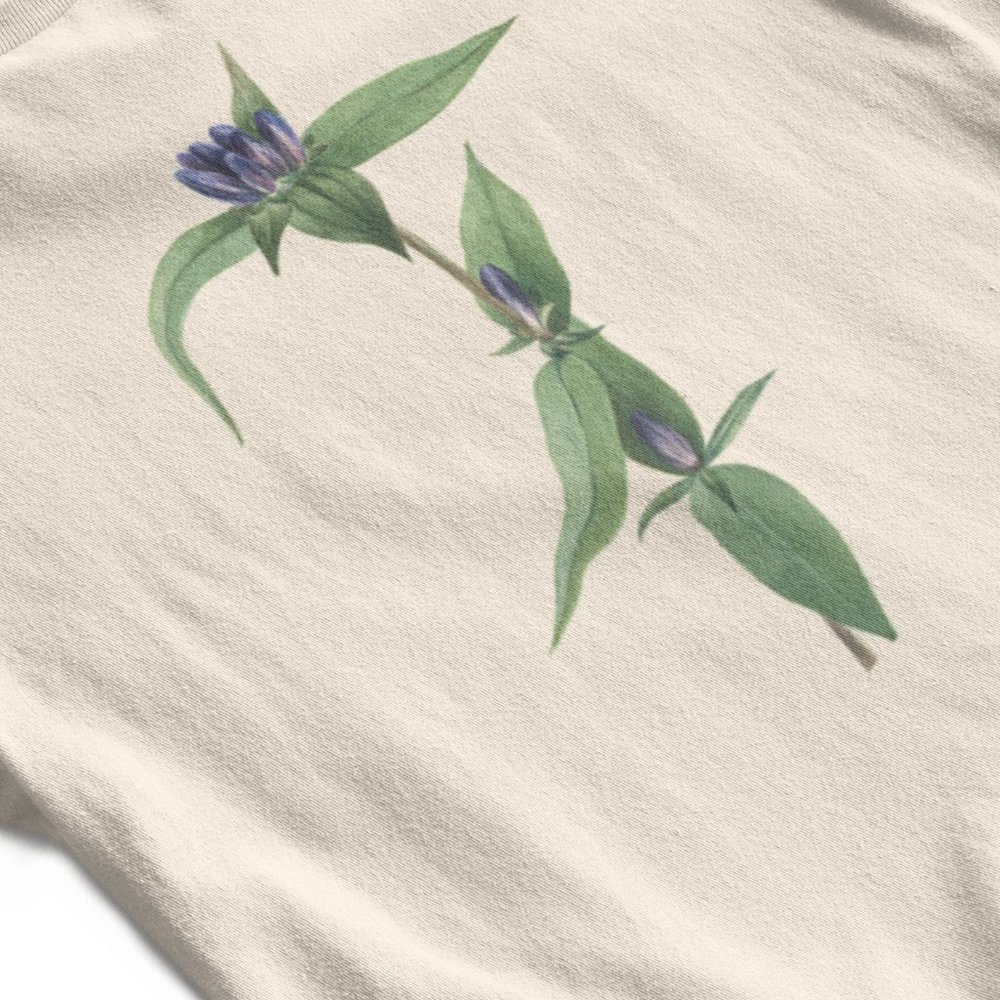 Bottle Gentian Vintage Floral Print Long Sleeve Graphic Tee T-shirt S M S L XL - Picture 5 of 6